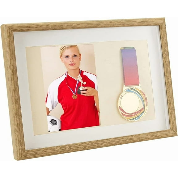 Medal Display Shadow Box Single Medal Display case Single Medal Display Shadow Box Frame for Runners Marathon Soccer Football Gymnastics All Sports Medal Display (Burlywood A4) BurlyWood