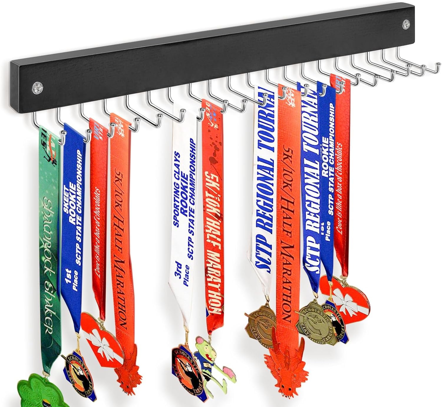 Medal Hanger Display 20 Hooks, Medal Display Shelf， Race Medal Hanger ...