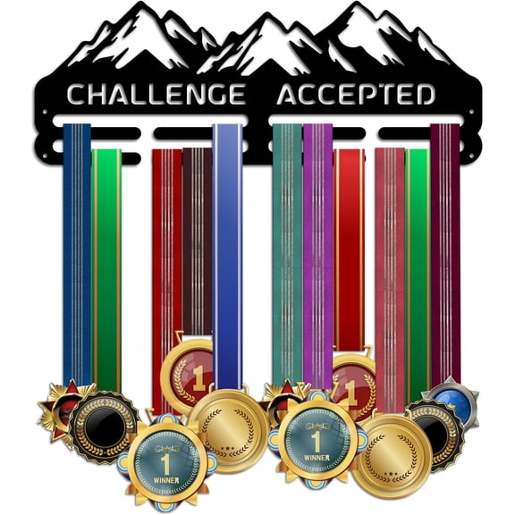 Medal Hanger Display Medal Holder Rack Wall Mount Hanger Decor Troy Shelf Tiered Award Rack Award Ribbon Hanger with Gift Box for Over 50 Medals Easy to Install 1set