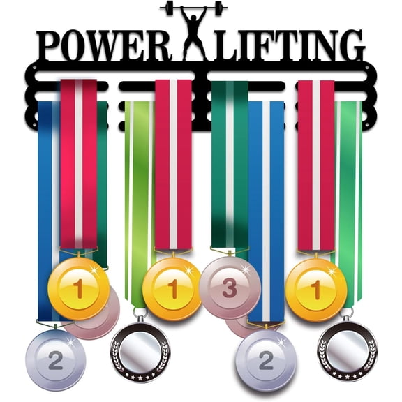 Medal Hanger Holder Display Rack Power Lifting Medal Hanger Awards Ribbon Cheer 3 Lines Sport Award Rack Wall Mount Metal Frame for Over 50 Medals Necklace Jewelry 15.75 Inch 1set