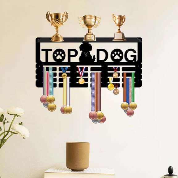 Medal Hanger Iron Wall Mounted TOP DOG Pattern 1 Piece Display Rack for Dog Award Medals Race Ribbons Home Wall Decor Pet Lover Gift
