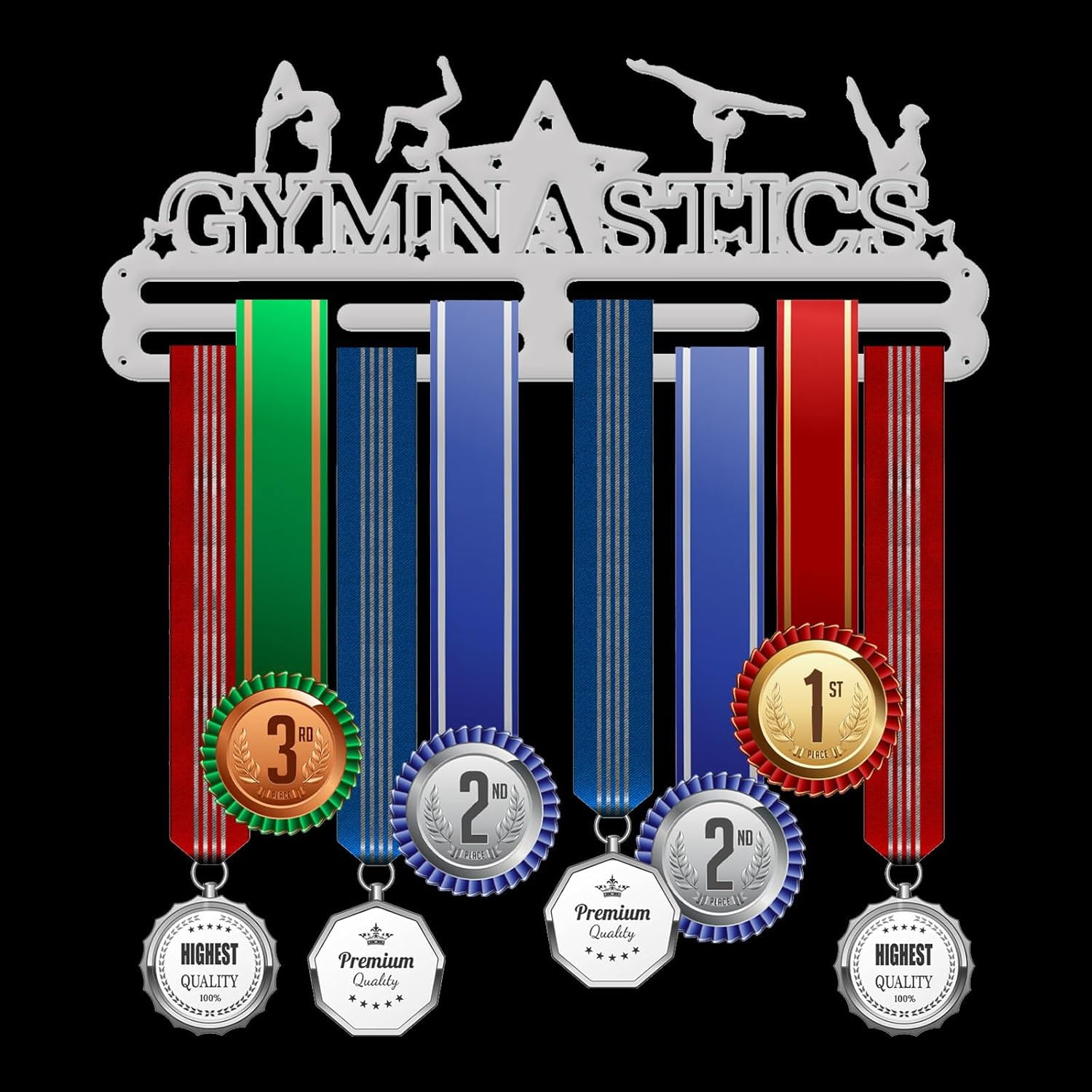 Medal Hangers Gymnastics and Stars Medals Display Holder Rack Wall Mount Metal Medal Frame Gymnastics Medal Hook Sports Award Rack for Birthday Graduation Gift