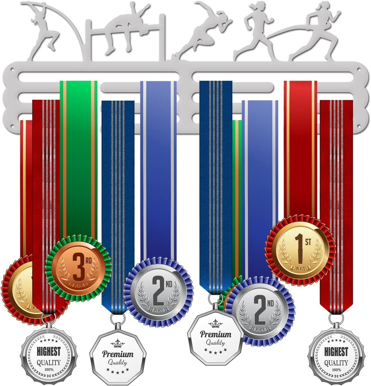Medal Hangers Women's Track and Field Medals Display Holder Rack Running Pole Vault Medal Hook Wall Mount Metal Medal Frame Sports Award Rack Silver DIY