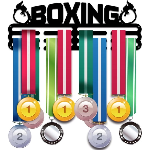 Medal Holder Display Boxing Medal Hanger Award Ribbon Hanger 3 Lines Medal Display Sport Rack Trophy Shelf Wall Mount Iron Frame for Over 50 Medals 15.75 Inch/40cm DIY