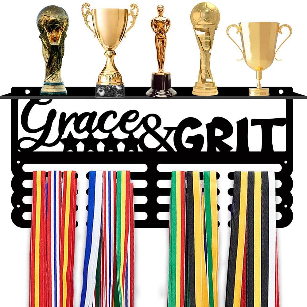 Medal Holder Display Hanger Grace Grit Metal Medal Hooks Medal Hanger Display Rack Frame Ribbon Holder Wall Mounted Competition Awards
