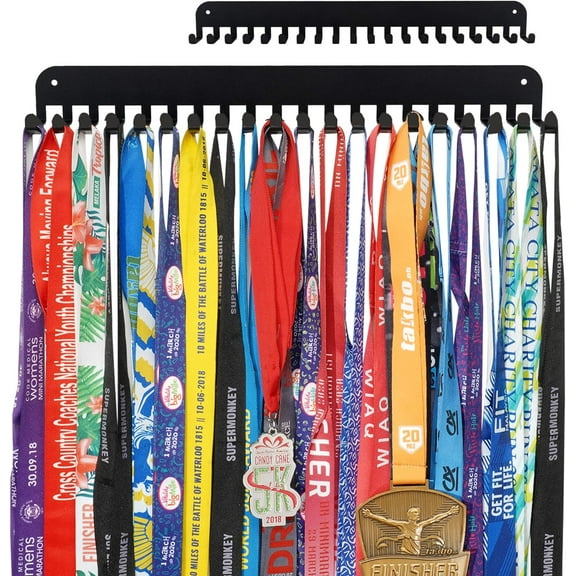 Medal Holder Display Hanger Trophy Shelf - Sturdy Wall Mount Medals Trophys Easy to Install-Race Sports Medal Holder Display Hanger for Gymnastic,Soccer,Runner,Wrest,Football,Basketball
