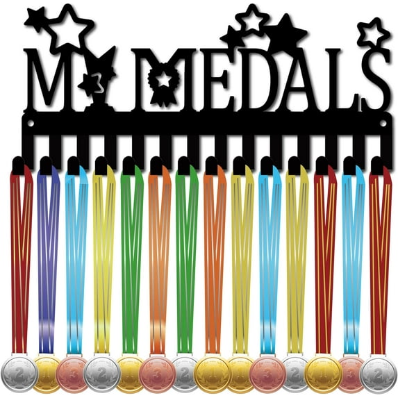 Medal Holder Display Medal Hanger Rack Hooks Small Iron Frame Wall Mount Medal Hangers Organizer for Hanging Medals Awards Ribbons Football Athlete Medalist 11.4 x 5.1Inch-My Medals