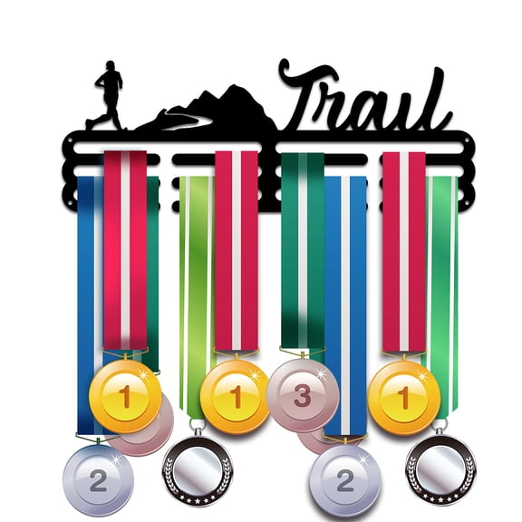 Medal Holder Display Runner Trail Award Ribbon Hanger 3 Lines Medal Hanger Sport Award Ribbon Cheer Rack Wall Mount Metal Frame for Over 50 Medals