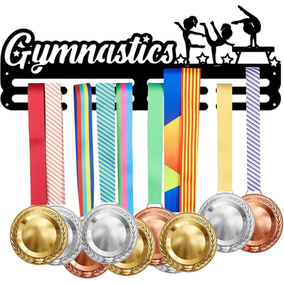 Medal Holder Kid's Gymnastics Display Hanger Rack Frame with Star Sturdy Steel Metal Wall Mounted Hooks Medal Rack Display Sports Medals Honor Display Load Capacity 10-15kg 1set