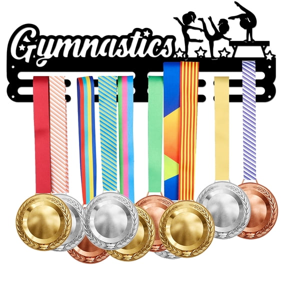 Medal Holder Kid's Gymnastics Display Hanger Rack Frame with Star Sturdy Steel Metal Wall Mounted Hooks Medal Rack Display Sports