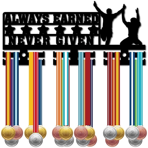 Medal Holder Medal Hangers Display Acrylic Medal Rack Sports Medal Frame Hanging Wall Black Mounted Rack Stars for Soccer Running Karate Swimming