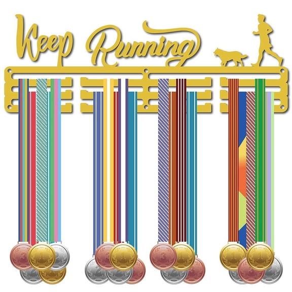 Medal Holder Sport Display Hanger Keep Running Race Athlete & Dog Pattern Medals Wall Mount Decor