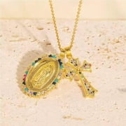 Medal Mary Cross Crucifix Scapular Necklace Women