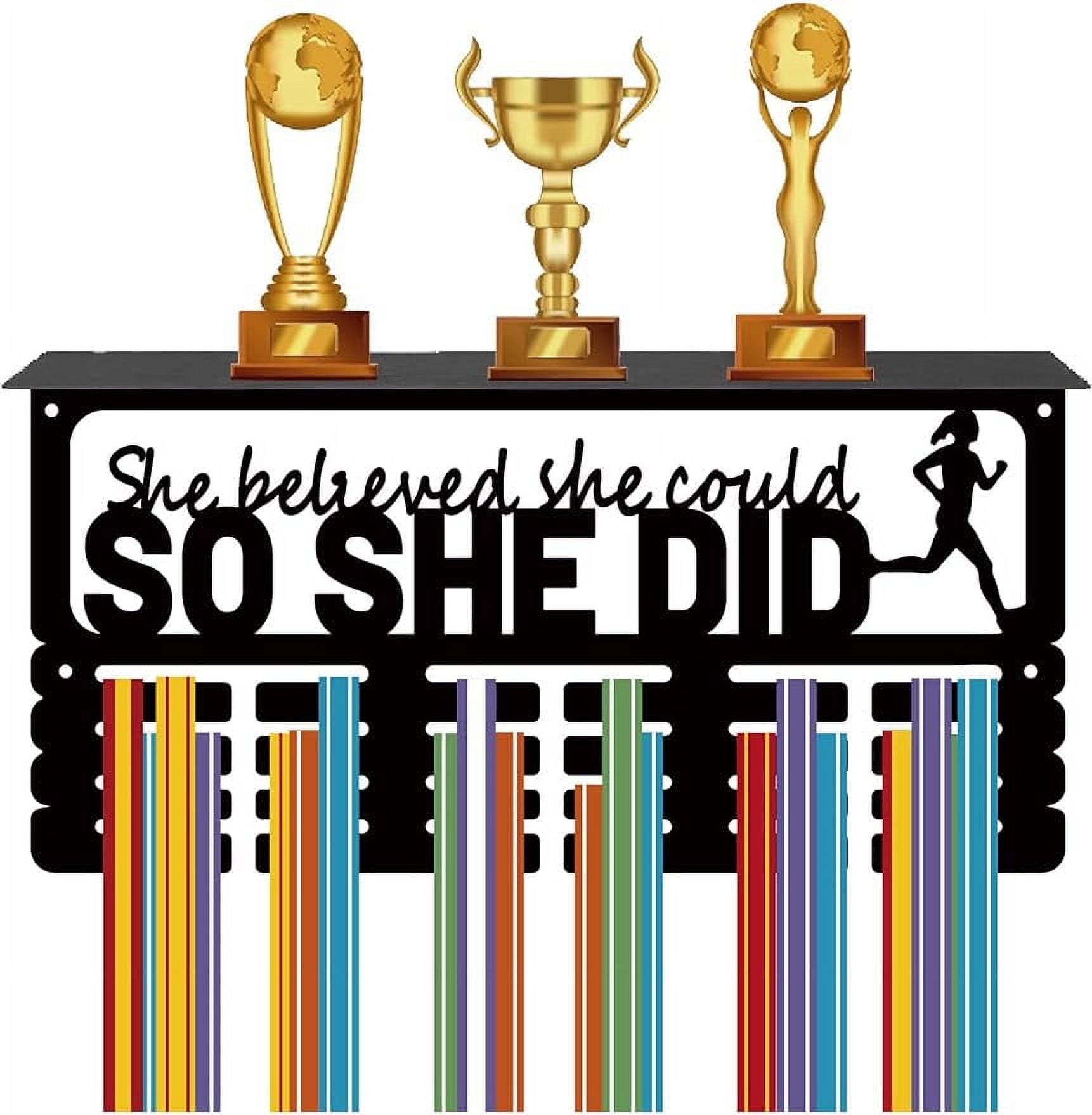 Medal Trophy Holder Medal Hanger Display with Shelf Stand Sports 4 Rows