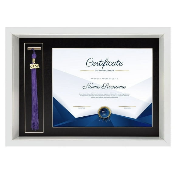 MedalAwardsRack Shadow Box Display- Diploma and Tassel Display Frame, 8.5"x11" Diploma, 2"x9.75" Tassel