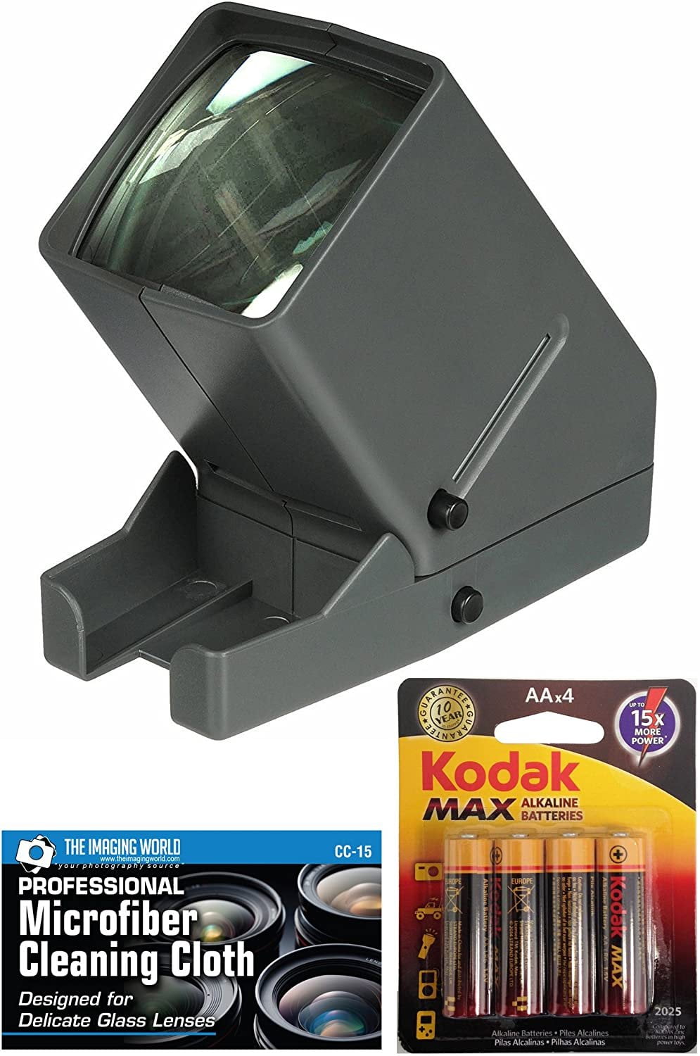 Medalight 35mm Desk Top Portable LED Negative and Slide Viewer + AA Batteries + Microfiber Cleaning Cloth