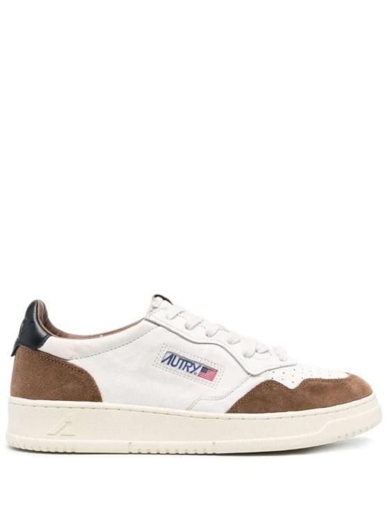 Medalist Low' Brown And White Low Top Sneakers With Side Logo Detail In ...