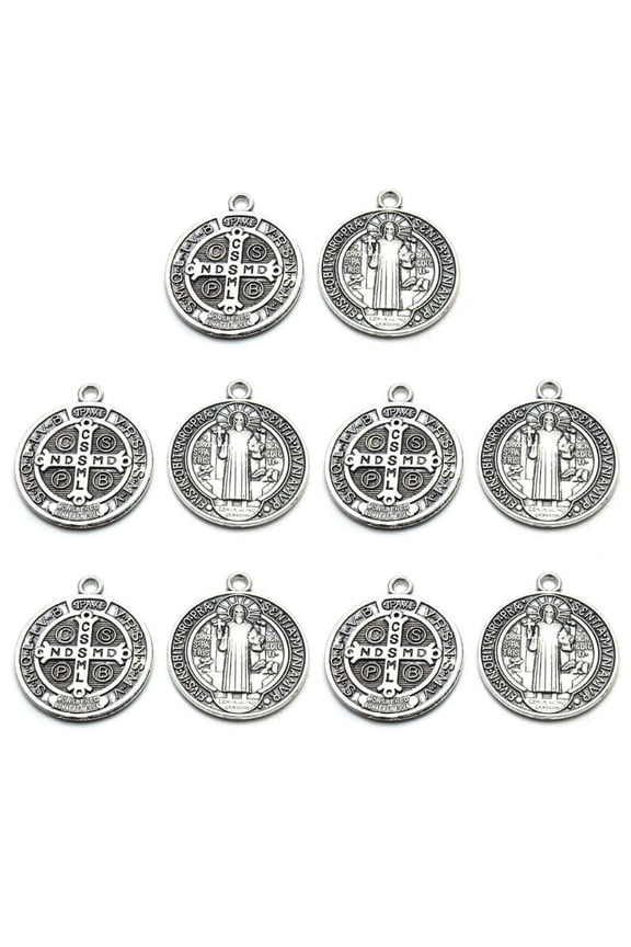 Medal Saint Benedict Medallion Charm Pendant Necklace