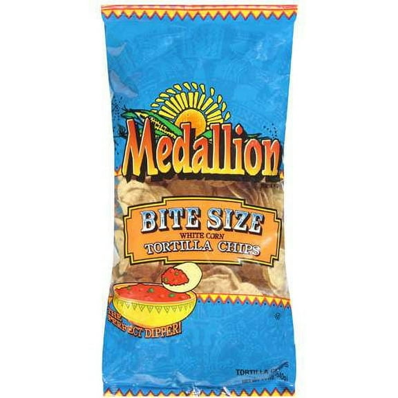 Medallion Bite Size White Corn Tortilla Chips, 12oz