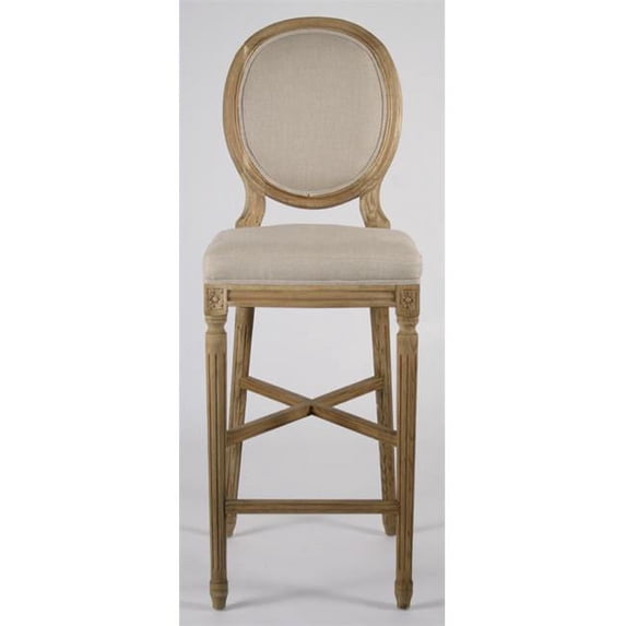 Medallion Counter Stool, Natural Linen - 17.5 x 43 x 19.5 in.