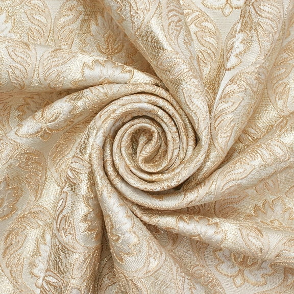 Medallion Extra Wide Metallic 110" Heavyweight Upholstery Jacquard Polyester Fabric By The Yard (Ivory, 1 Yard)