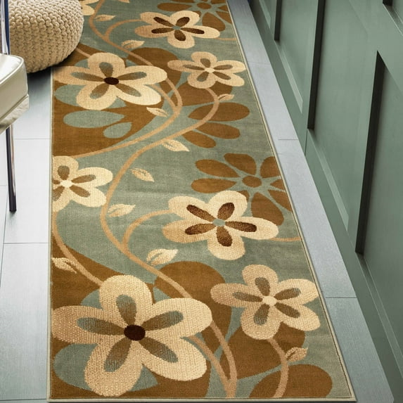 Medallion Geometric Power-Loomed Indoor Area Runner, 2' 7" x 8, Slate