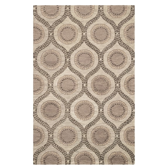Medallion Grey Hand Tufted Wool Rug, 5' x 8'
