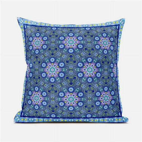 Medallion Indoor/Outdoor Pillow in Gray Purple Blue 26x26
