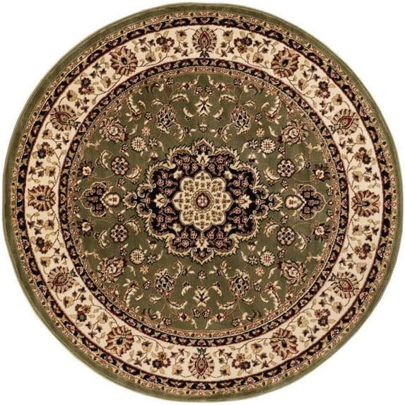 Medallion Kashan Traditional Round Rug, Green - 3 ft. 11 in.