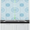 thumbnail image 1 of Medallion Kitchen Curtains, Repetitive Mandala Inspired Circular Mosaic Boho Motifs Monochrome Design, Two Panels Drapes with Rod Pocket Room Decor, 55" X 45", Sea Blue and White, by Ambesonne, 1 of 1