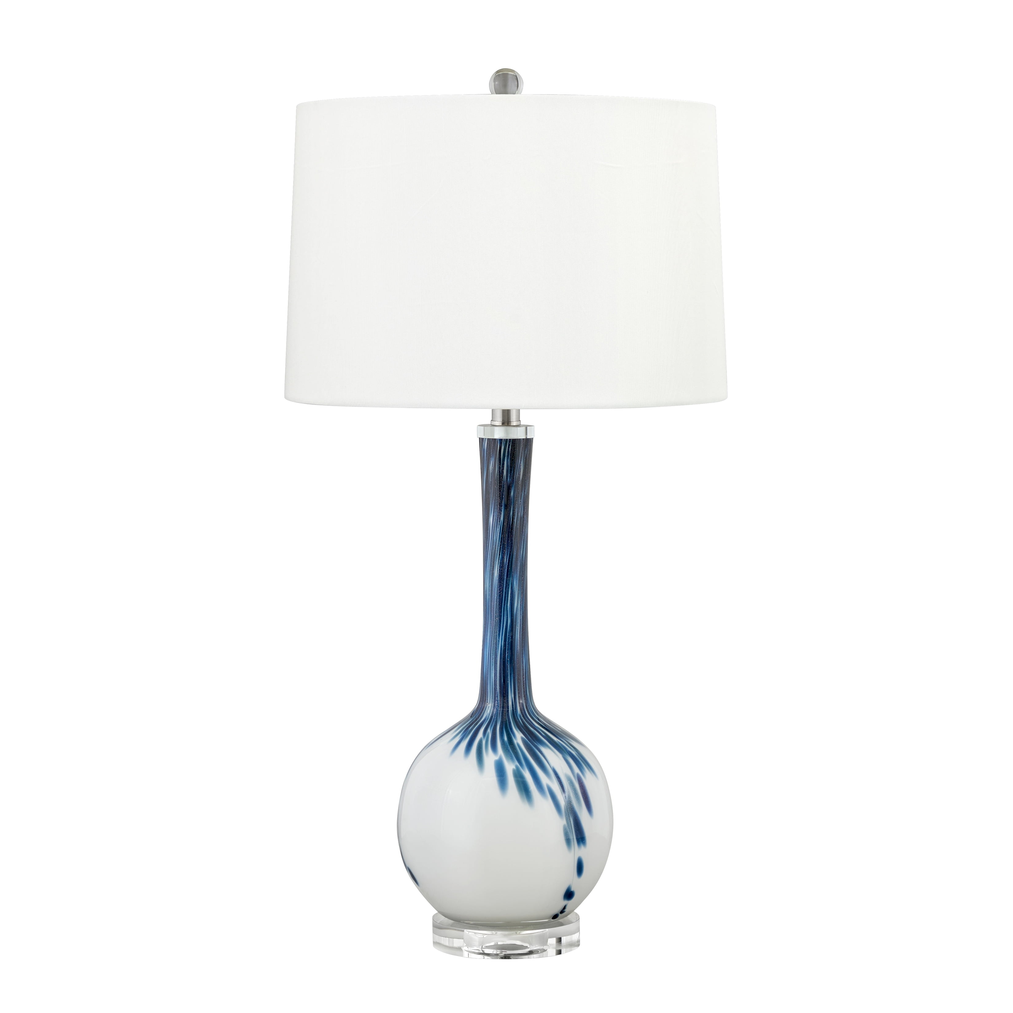 Sanremo 30" White and Blue Hand-Blown Glass Table Lamp with Acrylic Base