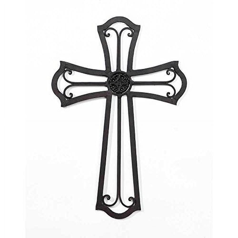 Black Metal Medallion Openwork Decorative Wall Cross