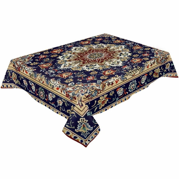 Medallion Oriental Rectangle Tablecloths 52x70,Boho Traditional Tribal Ethnic Flower Table Cloth Table Cover Indoor/Outdoor Tabletop Decor for Wedding Holiday Party Dinner Baby Shower