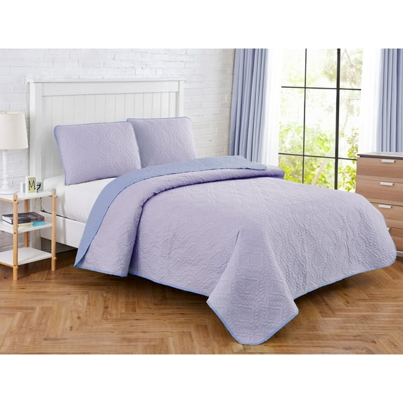 Medallion Stitch 2-Piece Quilt Set Lavender/Lilac Twin