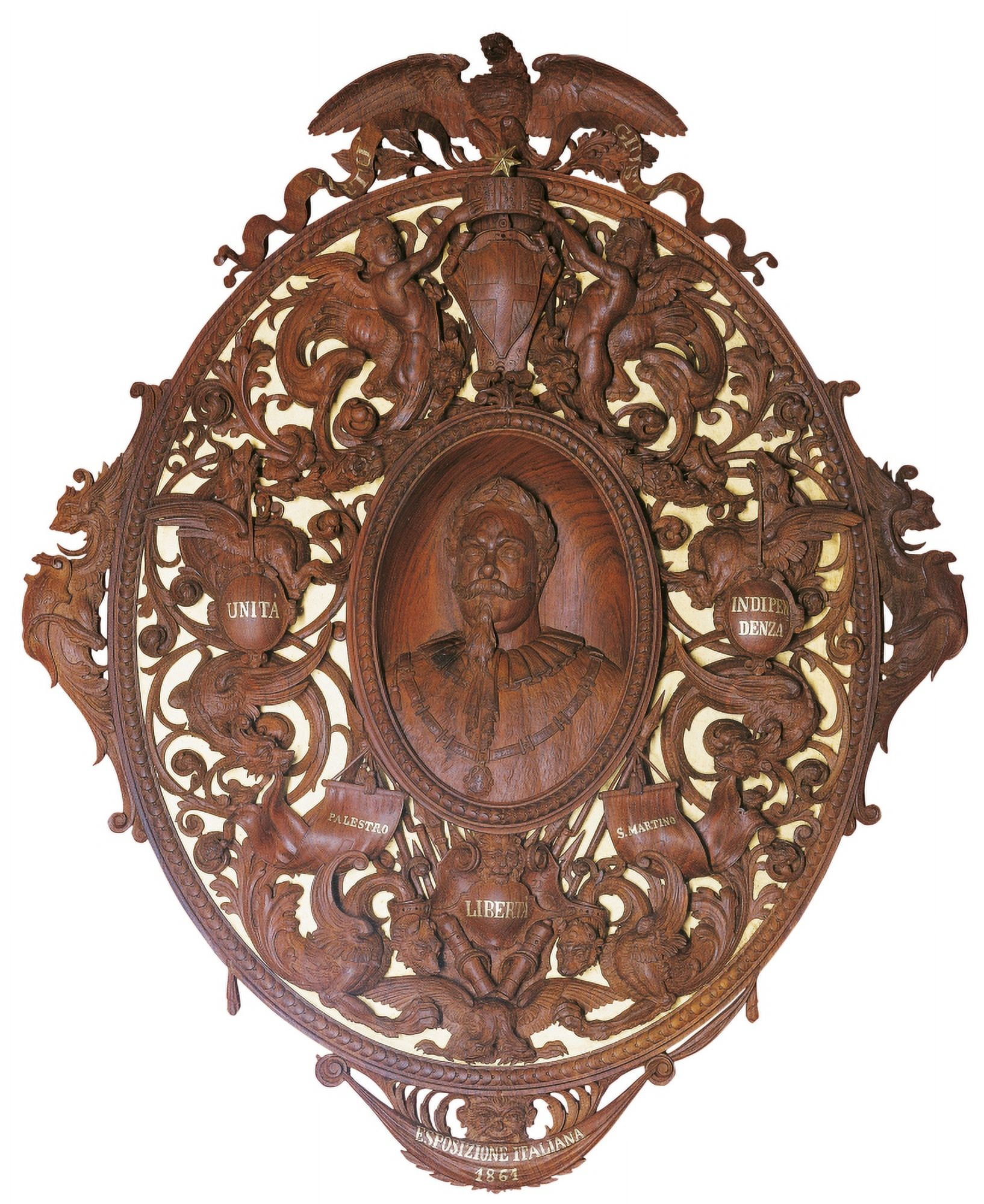 Medallion With Portrait Of Victor Emmanuel Ii Canvas Art - (18 x 24)