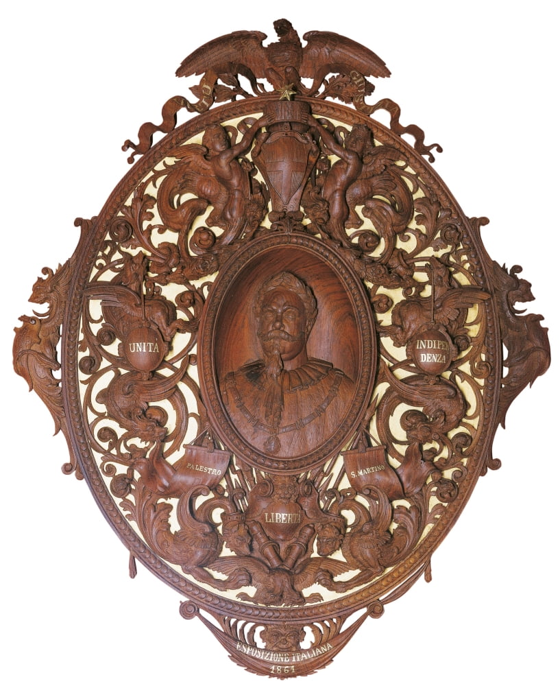 Medallion With Portrait Of Victor Emmanuel Ii Canvas Art - (24 x 36)