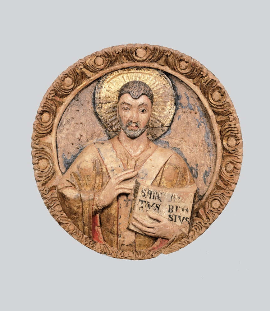 Medallion With St Ambrose Blessing Canvas Art - (18 x 24)