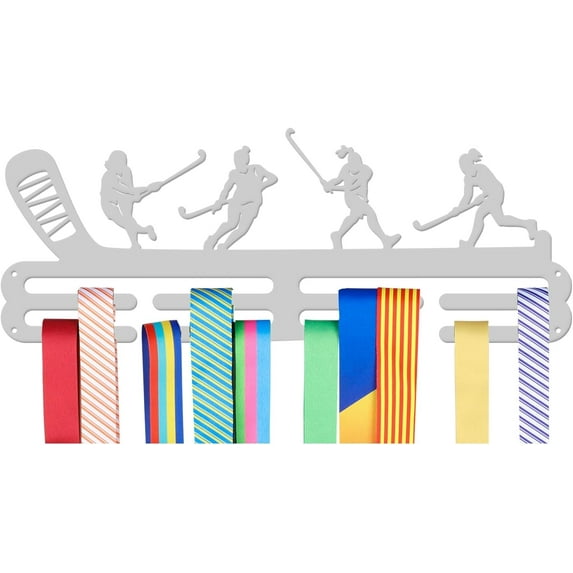 Medals Hanger Display Holder Rack Hockey Theme Medals Display Wall Mounted Frame Medal Ribbon Holder Hooks for Competition Medal Wall Hanging Display Mount Over 50 Medals