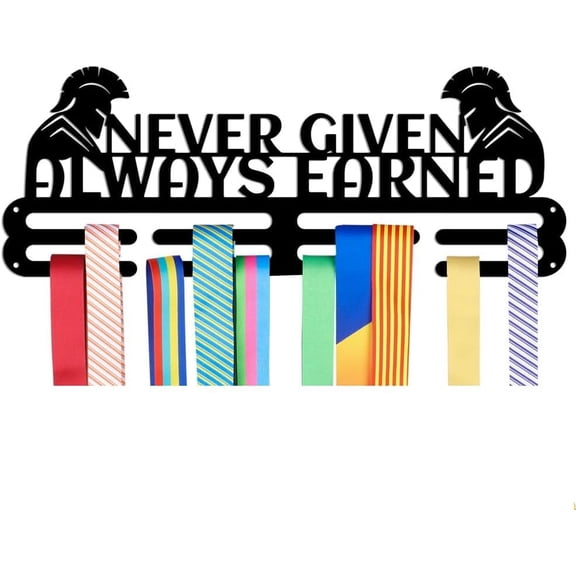 Medals Hanger Display Holder Rack Inspiring Word Theme Medals Display Wall Mounted Frame Medal Ribbon Holder Hooks for DIY Competition Medal Wall Hanging Display Mount Over 50 Medals