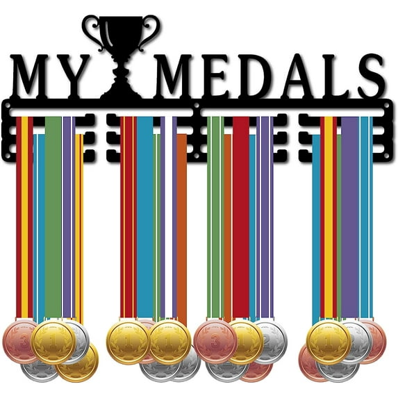My Medals Medal Hanger Display Medal Holder Sport Rack Award Metal Lanyard Holder Sturdy Wall Mounted Swimmer Runner Athletes Players Gymnastics Gift Over 60 Medals Olympic 15.7 x 5.9 Inch