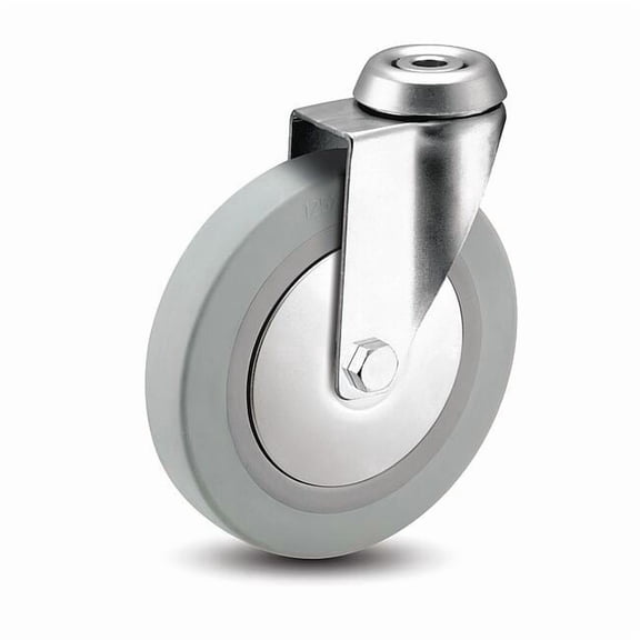 Medcaster Bolt-Hole Caster,2"dia,Swivel,Rubber RZ02TPN070SWHK04