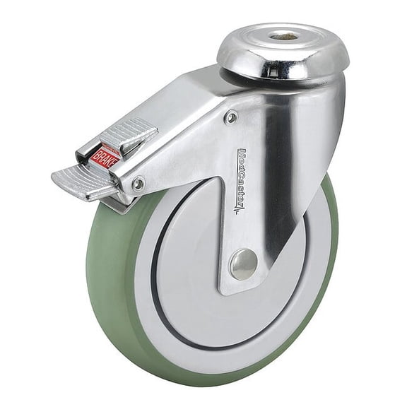 5" X 1-1/4" Non-Marking Swivel Caster, Total Lock Brake, Loads Up To 220 lb