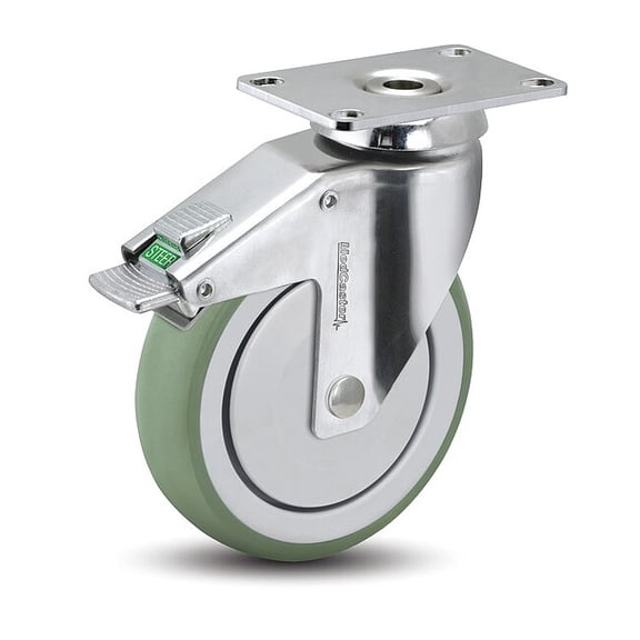 Medcaster Plate Caster,Swivel,5" Wheel Dia. CH05AMP125DLTP01