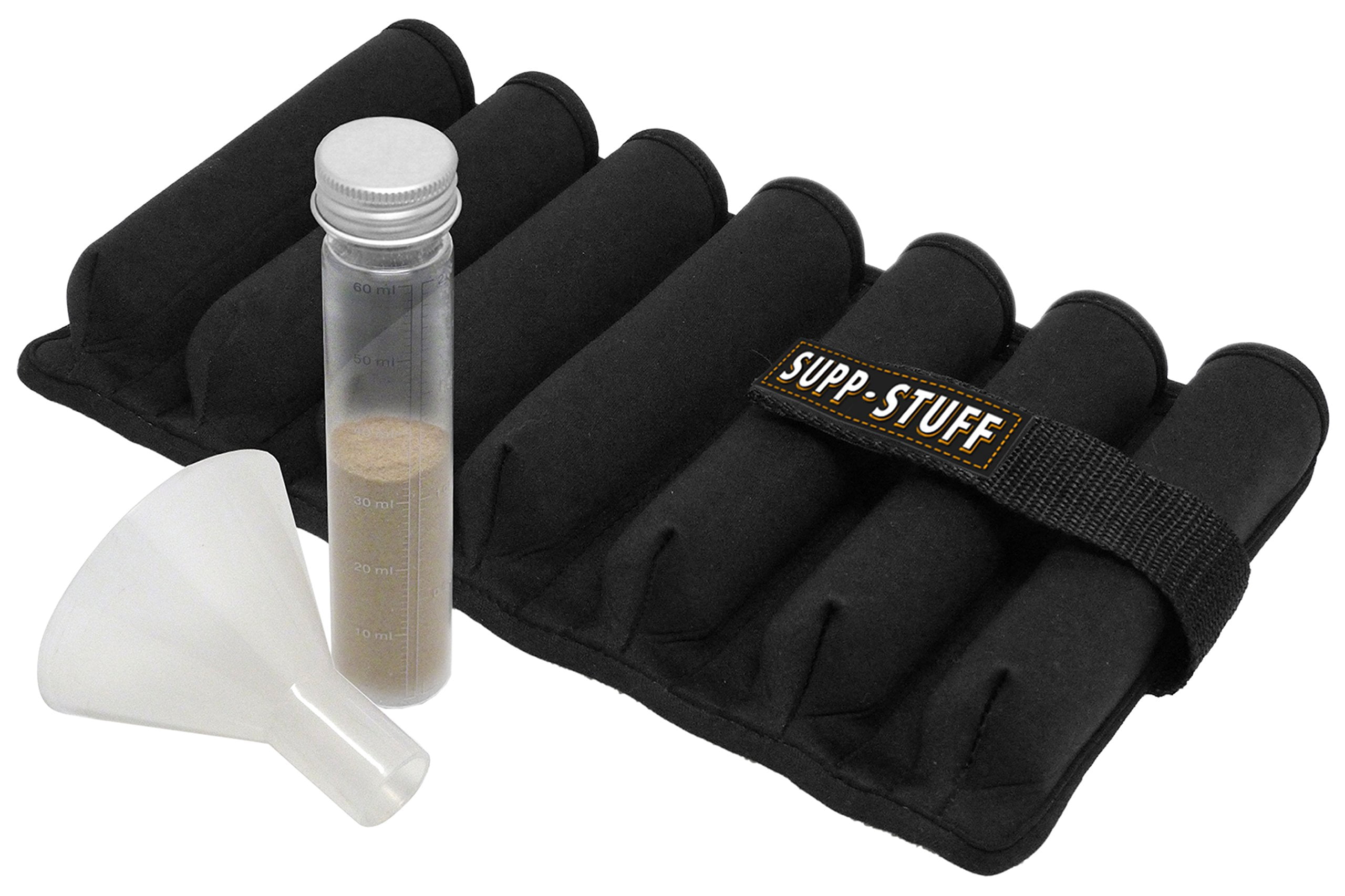Supp Stuff Powder Supplement Organizer and Travel Case with 7 Powder Tubes and Transport Funnel Included, HSA/FSAPortable Protein Powder Supplement Container by Medcenter