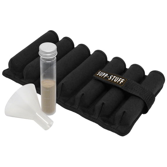 Supp Stuff Powder Supplement Organizer and Travel Case with 7 Powder Tubes and Transport Funnel Included, HSA/FSAPortable Protein Powder Supplement Container by Medcenter