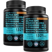 Medchoice 12-in-1 Caffeinated Nootropic Brain Supplements for Memory and Focus, 1321 mg, 60 Count, 2 Pack
