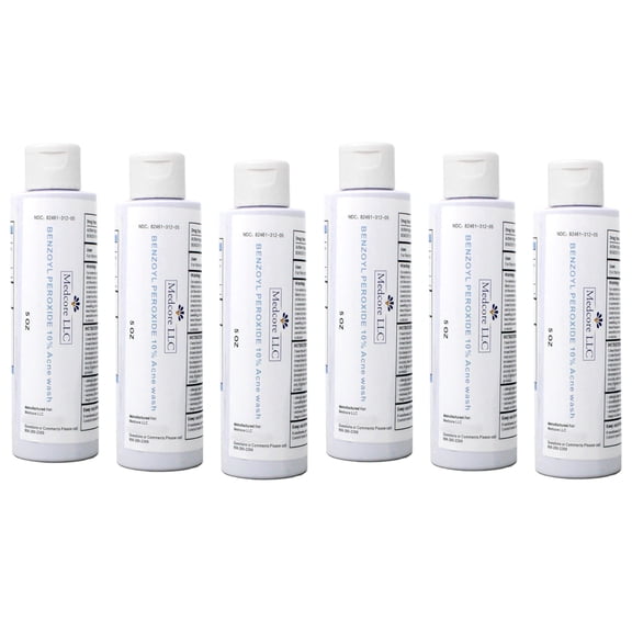 Medcore Benzoyl Peroxide 10% Acne Wash, 5 oz, Acne Treatment Face & Body Cleanser 6 Pack