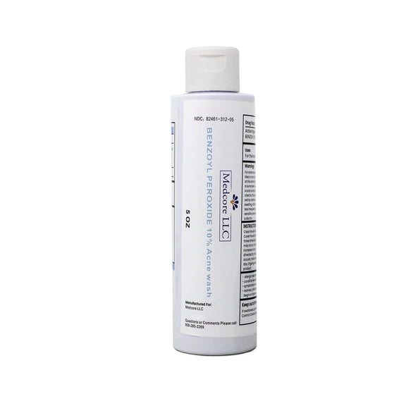 Medcore Benzoyl Peroxide 10% Acne Wash, 5 oz, Acne Treatment Face & Body Cleanser