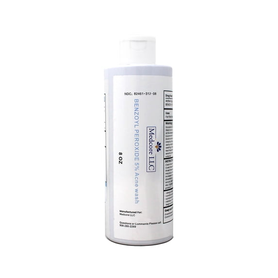 Medcore Benzoyl Peroxide 5% Acne Wash, 8 Ounce