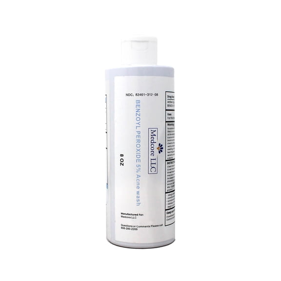 Medcore Benzoyl Peroxide 5% Acne Wash, 8 Ounce